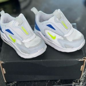 Kids White and Blue Athletic Shoes